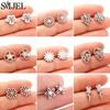 Small Stainless Steel Earings Fashion Jewelry Bohemian Rose Flower Stud Earrings Plant Maple Leaves Ear Studs Pendientes Gift