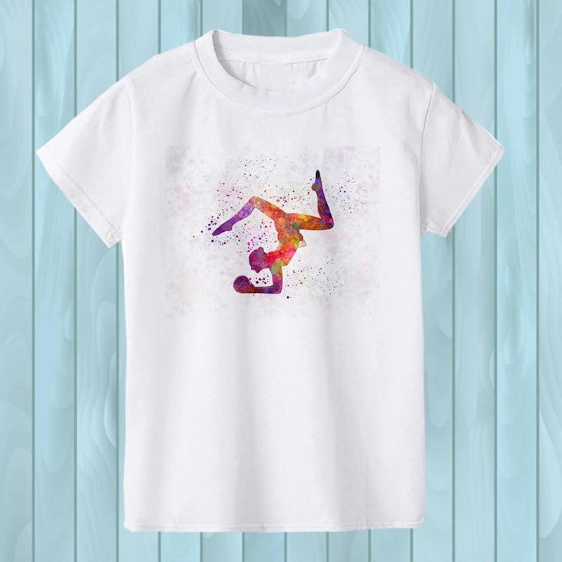 Maglietta da donna con stampa ginnasta e arcobaleno, motivo: ginnastica artistica, maglietta estiva per bambine, maglietta da streetwear hipster