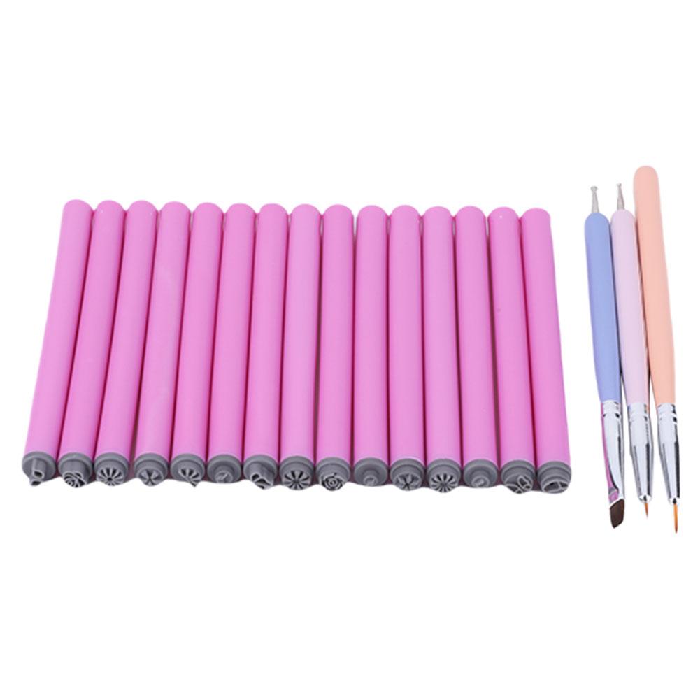 6/10/15 STÜCKE Nail Graffiti Nail Art Punktierwerkzeuge mit 3 Nail Art Pinseln Nagelstempelstift DIY Nail Art Werkzeuge für Mädchen und Frauen