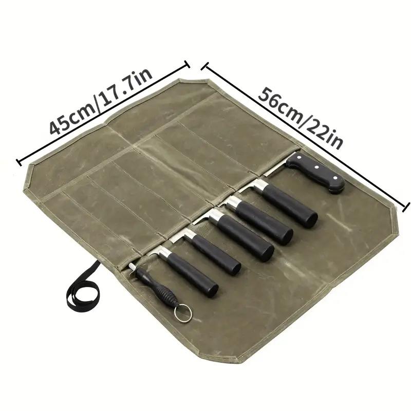 Portable Knife Bag Kitchen Knife Roll Bag Carry Case Canvas Cutlery Knives Holders Protectors Knife Carrying Storage Pockets Bag