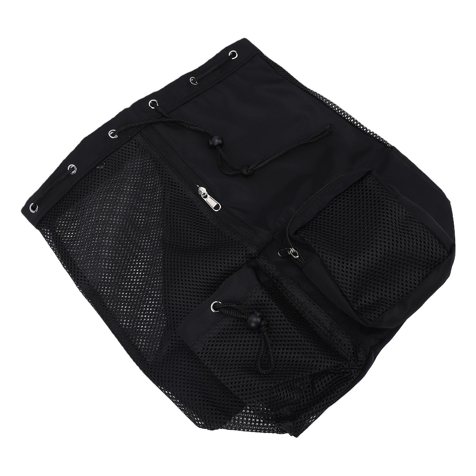 

Swim Bag Oxford Cloth Mesh Drawstring Backpack Portable Beach Backpack for Cycling Swimming Surfing Black чорний