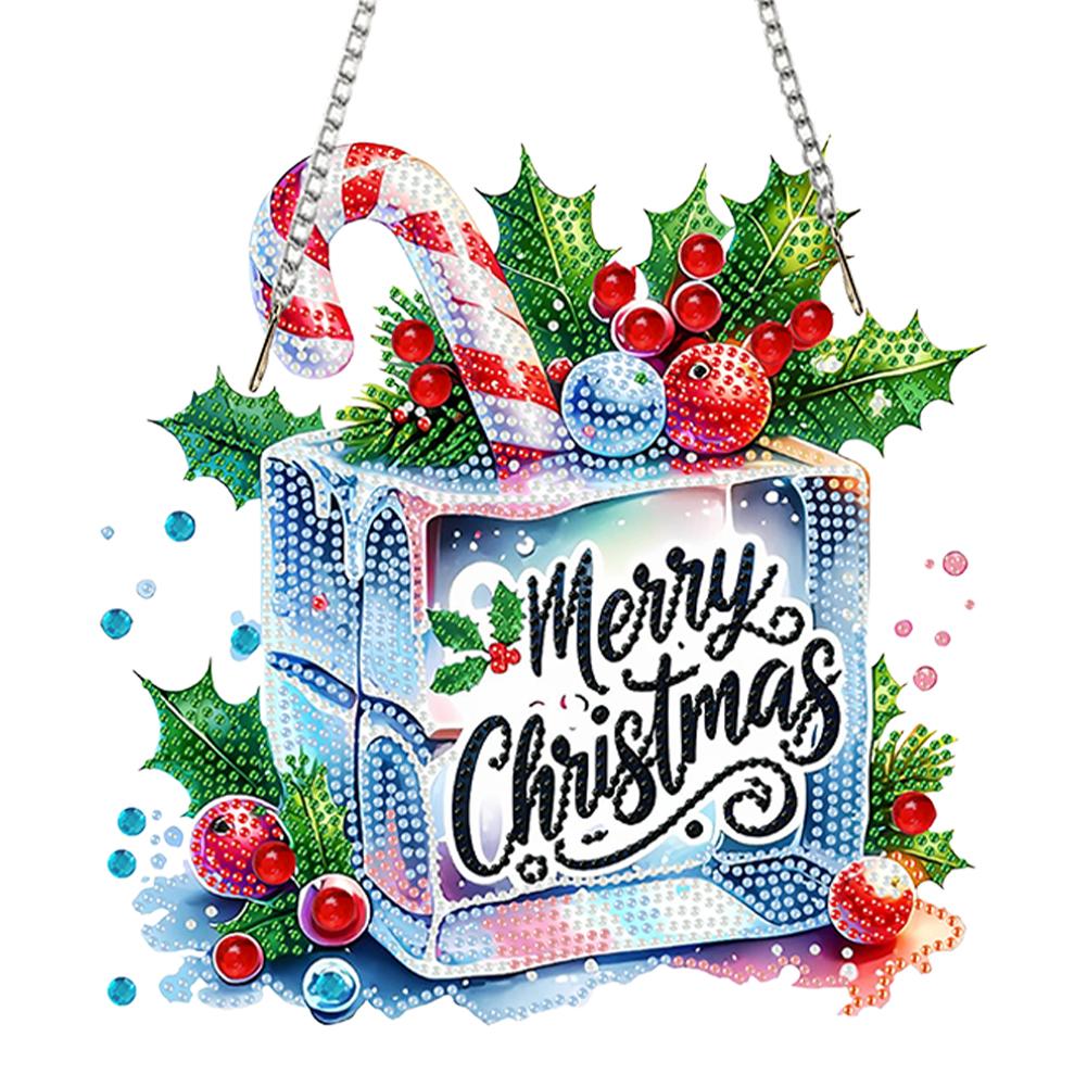 Weihnachtsthema 2D/Flach DIY Strassstein Diamantmalerei Fensteranhänger Spezielle Form Diamantmalerei Anhänger Heimwanddekoration Bastelarbeiten