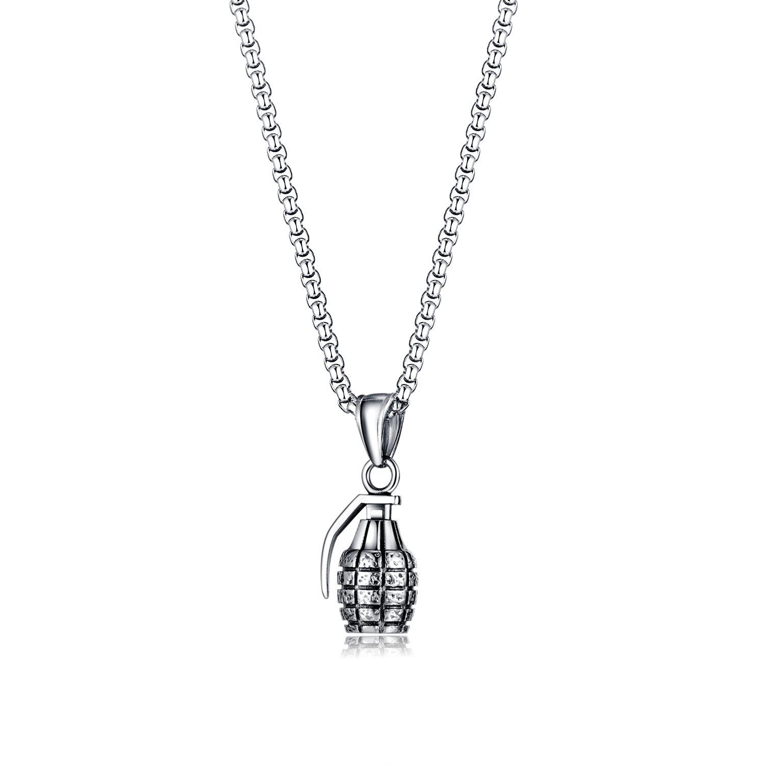 Opk Jewelry Irregular Summer Grenade Props Pendant Personalized Wind Hip Hop Titanium Steel Men S Necklace