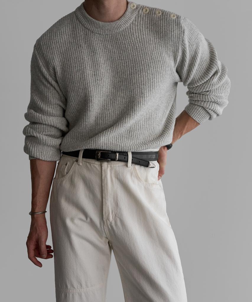 Baulopeulodeogteu Wool Button Round Knit [Gray]