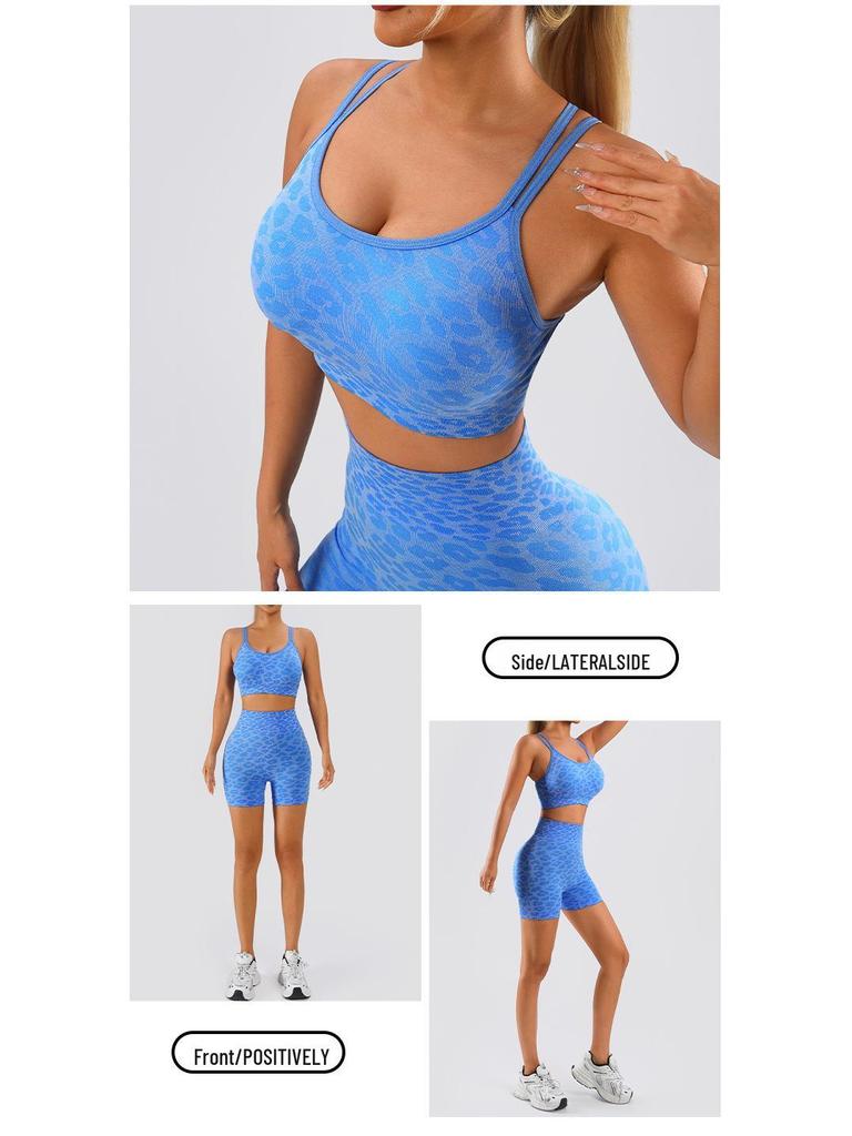 TK High Waist Seamless Yoga Set: Stretchy Three-Quarter Shorts & Sexy Bra with Chest Pads for Women