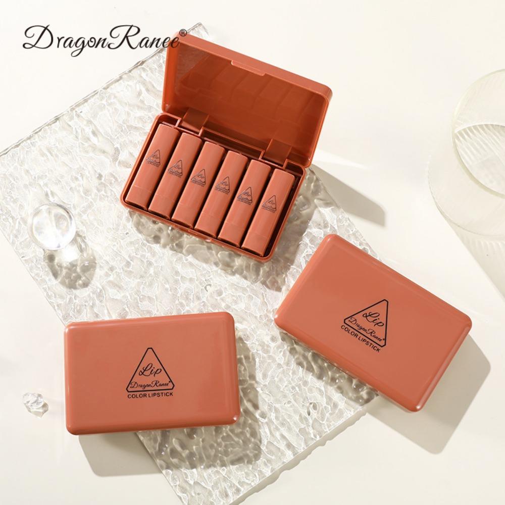 Dragon Ranee Mini Cute Small Lipstick Box Matte 6 Nude Fog Lipstick Red Suits