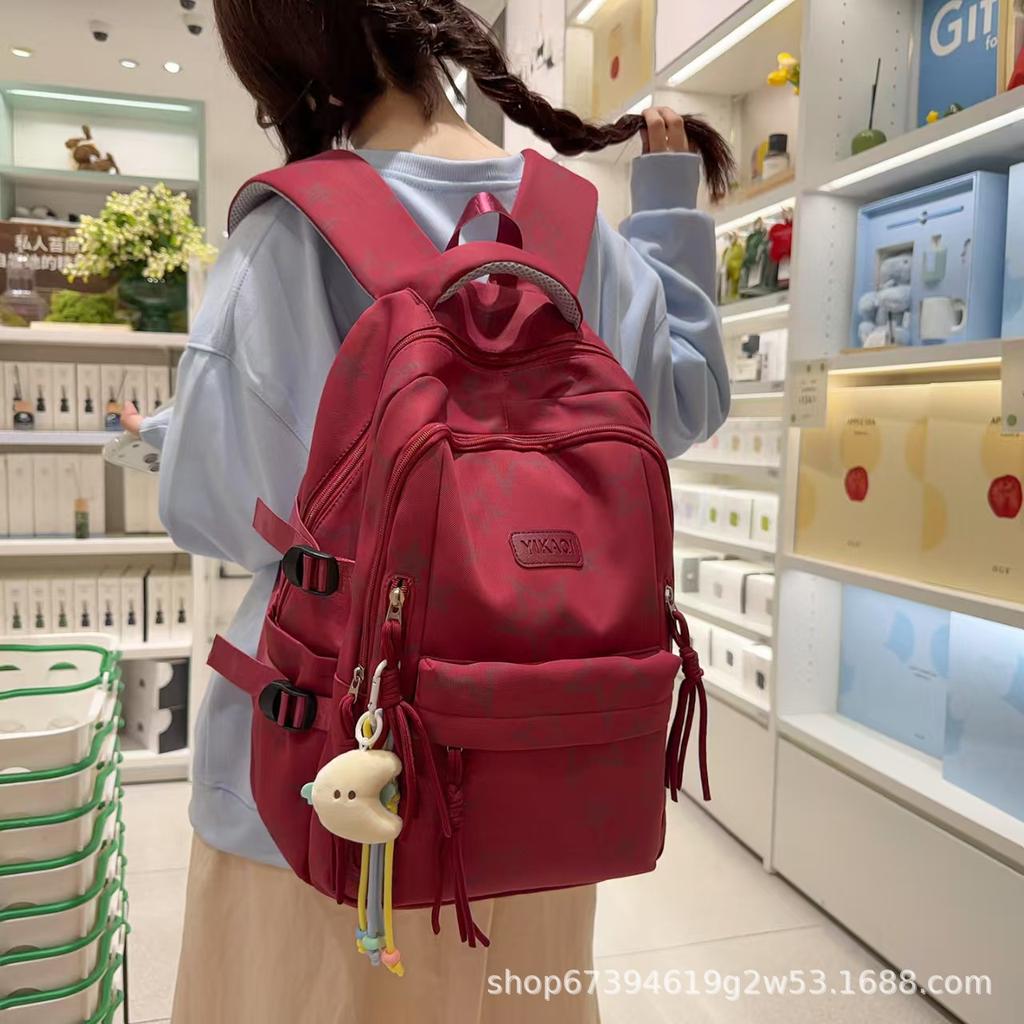Schoolbag popular 1011 new middle and high school girls large-capacity backpack stars small fresh contrasting color schoolbag wholesale