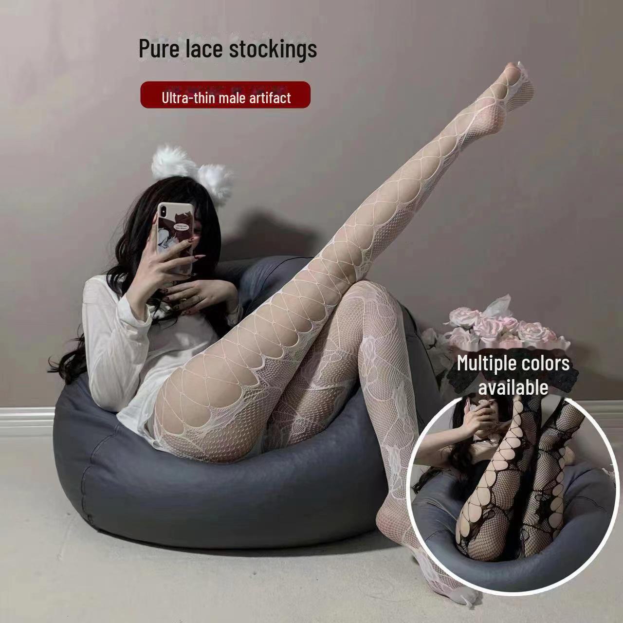 

Mu Ruan сексуальные JK чулки в сеточку с открытым шаговым швом и цветочным узором Black