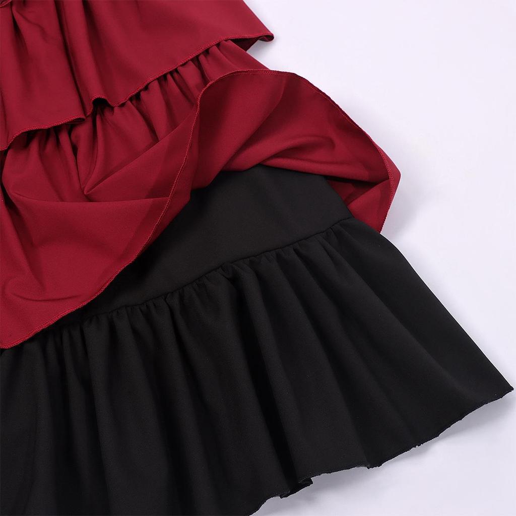Women's Steampunk High-Waisted Ruffled Skirt for Cosplay