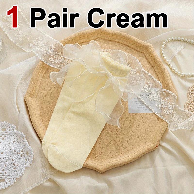 

1/3 пары мужских и женских плиссированных носков с бантом, модные ленточные милые принцессы в стиле салатной каймы, дышащие повседневные носки для пар One Size