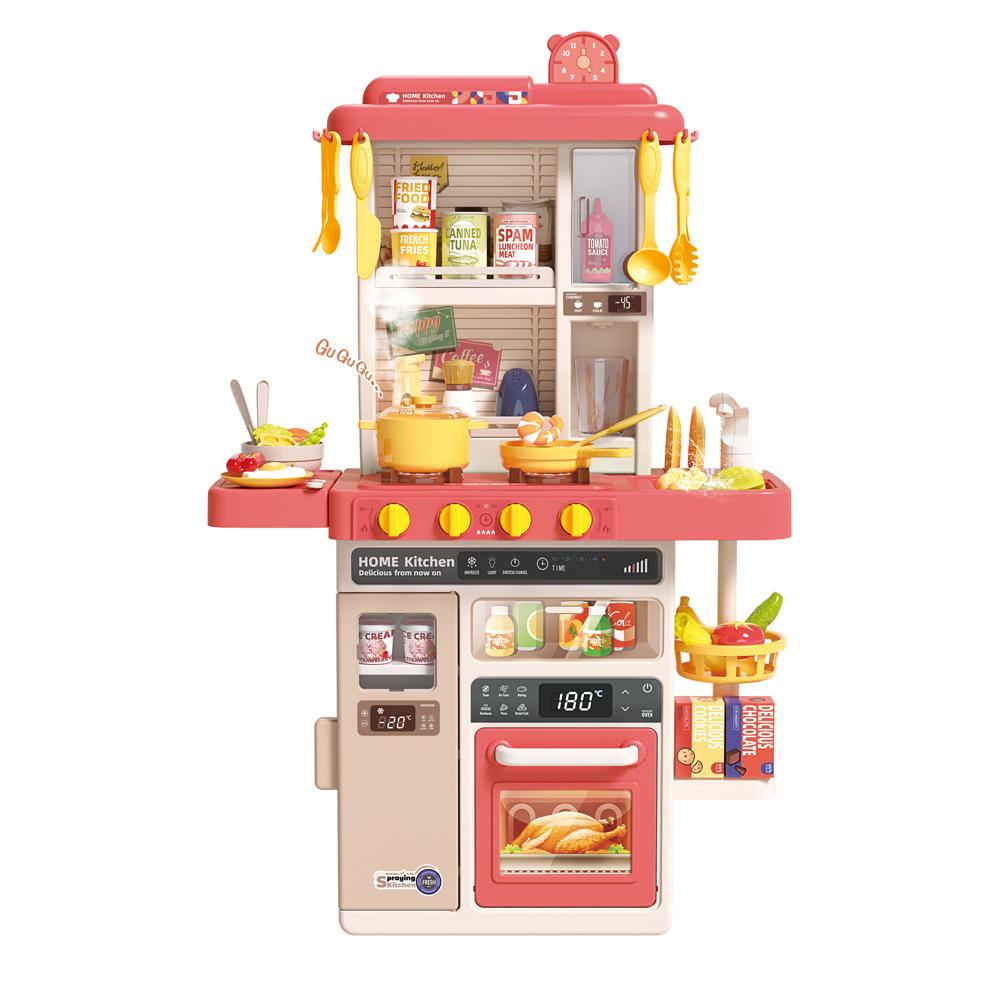 Playing House Children'S Light Music 93Cm Steam Outlet Water Spray Kitchen Cooking Utensils Table Set Toys