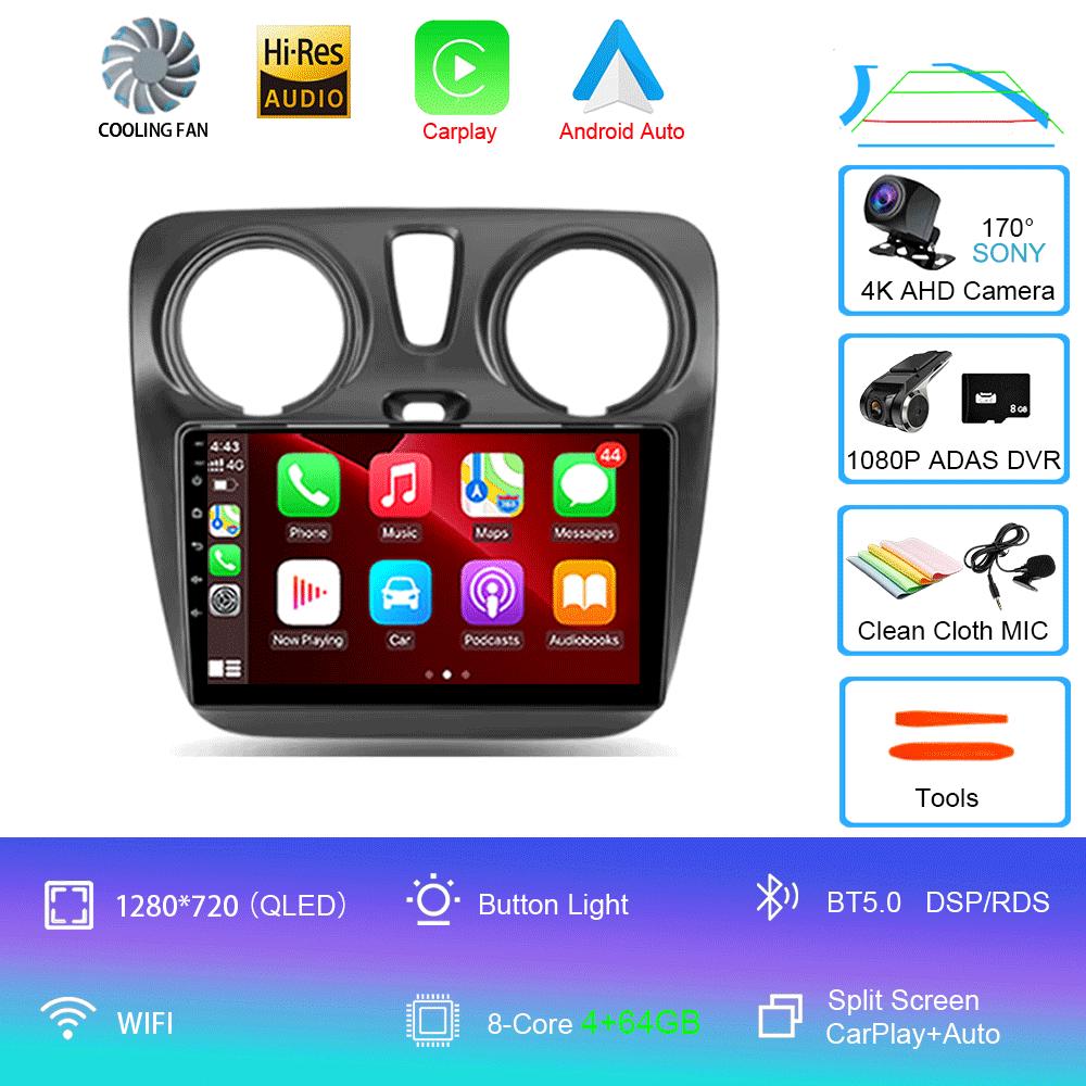 Android 14 Video Playe Carplay Auto WIFI+4G For Renault Lodgy Dacia Dokker 2012-2020  Car Radio Multimedia Navigation GPS Stereo