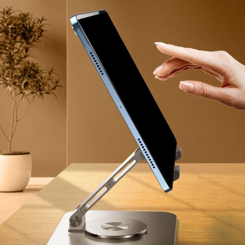Faltbarer Tablet-Halter Ergonomische 360°-Schwenkbasis Wärmeableitendes Design Solide Metallkonstruktion für Tablets und Handys
