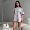 Casual O-neck Heart Print Women T-shirt Summer Short Sleeve Loose Cotton Female Basic Tops Shirt Tees Women Clothes