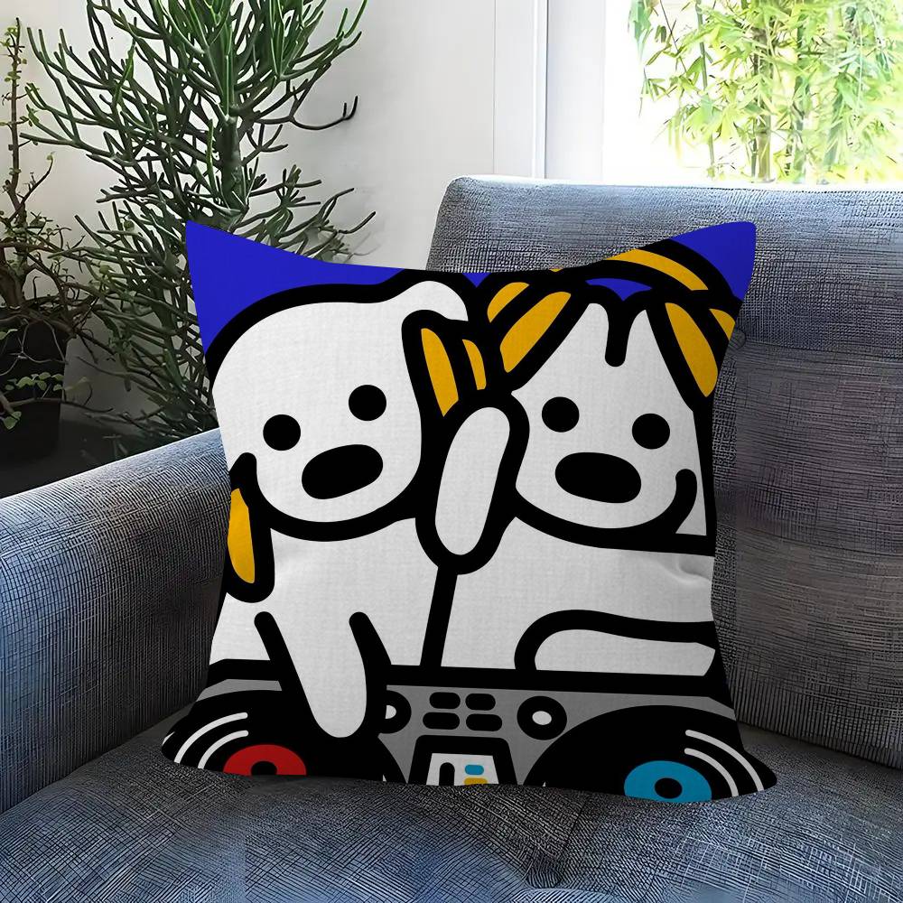 Anime M-Matsui Dog Kawaii Pillow Cushion Cover Pillowcase Living Room Sofa Home Decor