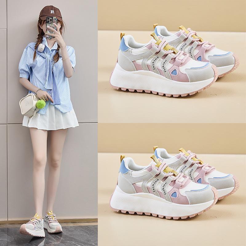 Fashion 2024 Spring New Thick Sole Sports Style Casual Shoes Comfortable Colored Sneakers Fashion Versatile Women's Shoes