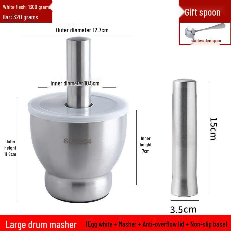 304 Stainless Steel Garlic Mortar and Pestle