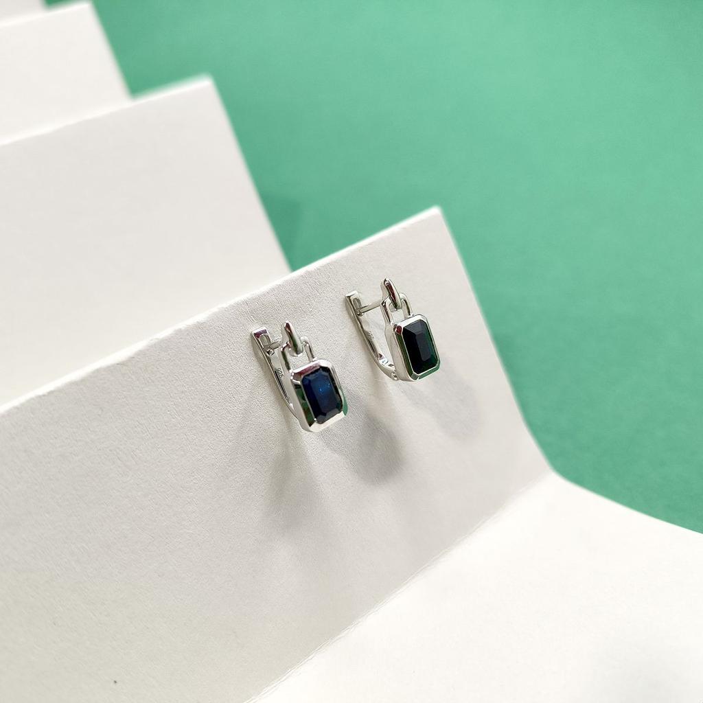 Серебряные серьги с натуральным сапфиром 3.667ct (2173984)