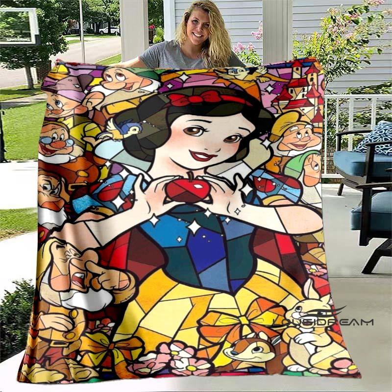 Cartoon Snow White and Seven Dwarfs Blanket, Super Soft Flannel Blanket, Perfect for Travel, Bedding, Sofa Blanket, Birthday Gif