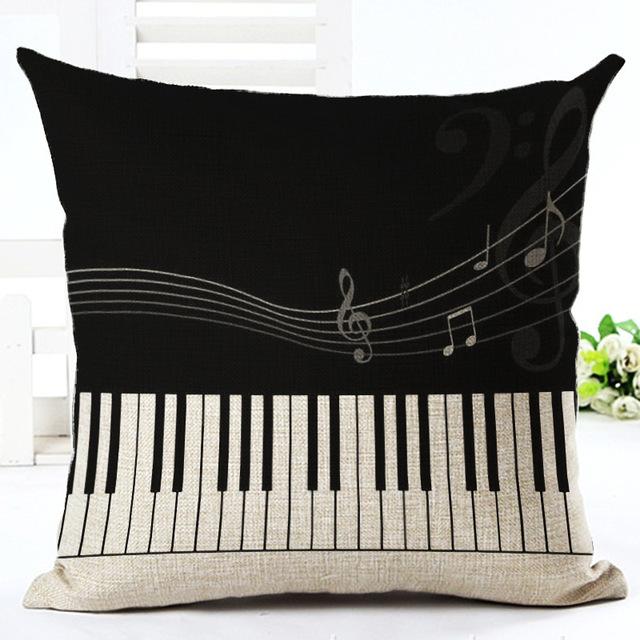 Retro Noten Kussensloop Katoen Linnen Creatief Vintage Muzieknoten Decoratief Kussensloop Piano Kussensloop Voor Bankhoes Zt62
