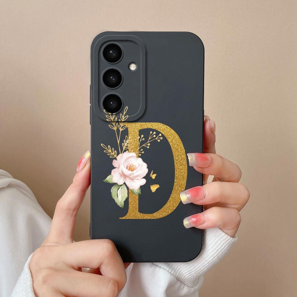 Flowers Letter Case For Samsung A05 A05S A16 S25 Plus S25Ultra A26 A56 F14 A36 Fashion Exquisite Pattern Soft Silicone Couples Covers For Samsung Capa