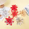 10pcs Glitter Artificial Poinsettia Flower Christmas Decorations for XmasTree Wreath Ornament Wedding Home New Year Gift