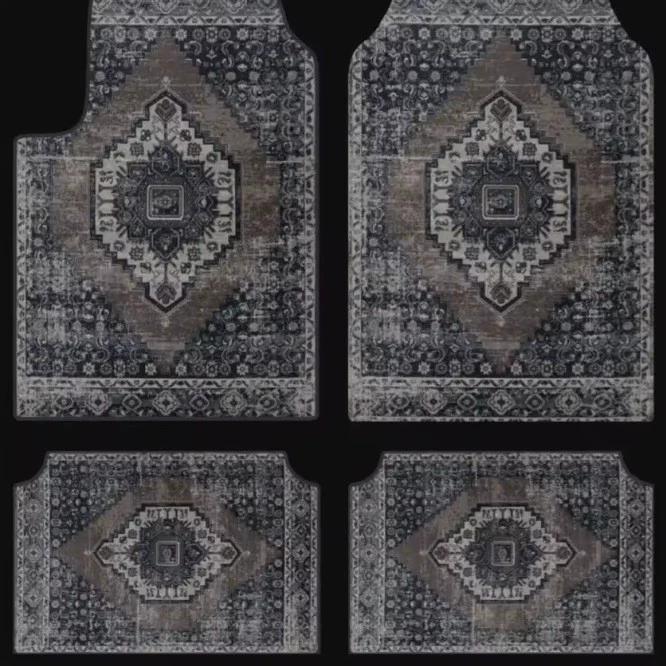 Vintage Persia Kilim Complete Car Foot Mat Machine Made Suede Anti-Skid PVC Bottom Wear Resistant Universal Car Interior Rug