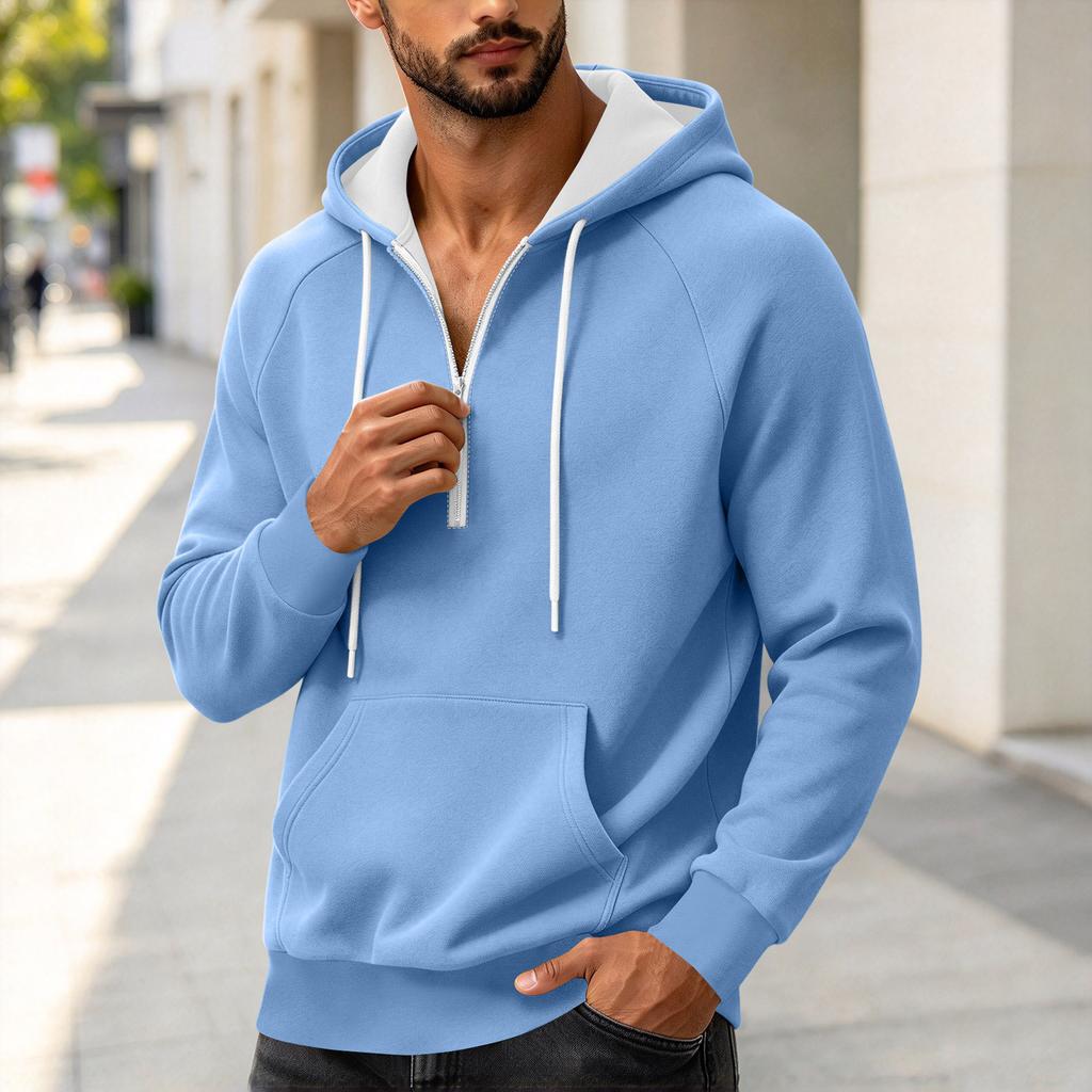 Herren Color Zip-Up Hoodie, Lässiges lockeres Langarm-Sweatshirt für Frühling und Herbst
