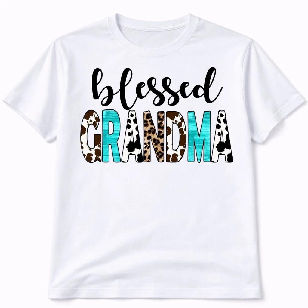 Blessed Grandma Graphic T Shirt Trendy Western Style Tee Womens Gifts White