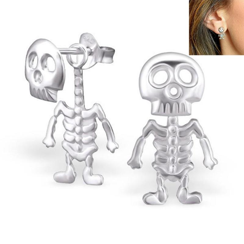 Stylish Punk Skull Stud Earrings Unisex Geometric Design Alloy Material