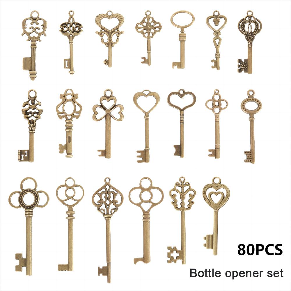 40 ks Otevírák na klíče Barva mědi Kostlivý klíč Otevírák na pivo s personalizovanými samolepicími kartičkami dárek pro svatbu Zásnubní párty