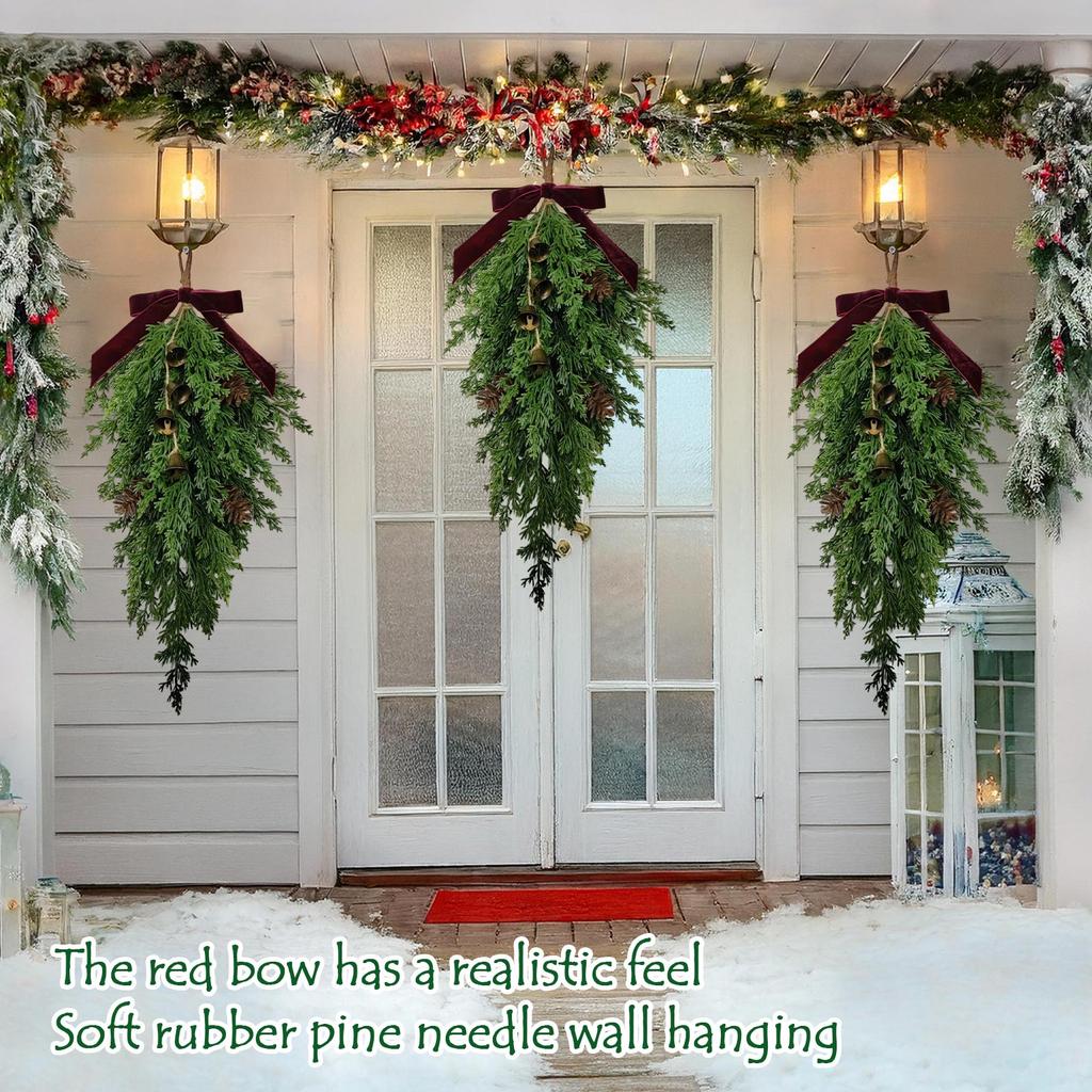 1pc50cm Simulated Soft-Glue Norfolk Needle Wall Hanging Christmas Tree Upside Down Vine Green Plant Holiday Decoration