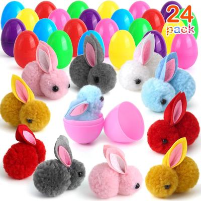 24 Paket Paskalya Yumurtası Dolguları Paskalya Tavşanı Peluş, Çocuklar için Paskalya Sepeti Dolguları Paskalya Yumurta Avları için Paskalya Tavşanı Mini Peluş Hayvan