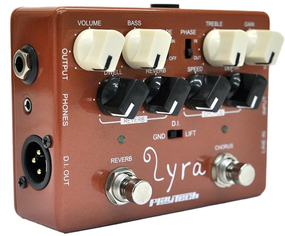 PLAYTECH Acoustic Guitar Preamp with and Chorus Effects 2-Band EQ, Reverb,