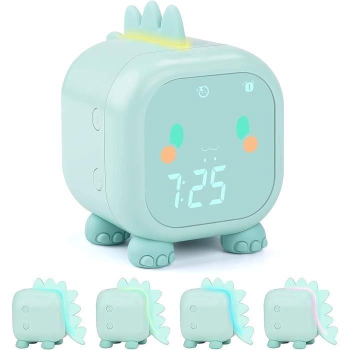 Mignon Dinosaure Réveil Numérique Enfant Lumière de Réveil et Veilleuse et Rappel de Musique, Heure et Température vert ENEVAOCT