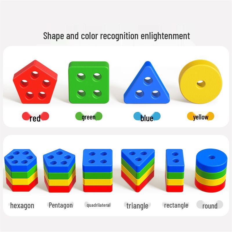 Montessori Stacking Rings: Geometric Shape Puzzle for Early Childhood Development (Ages 0-3)