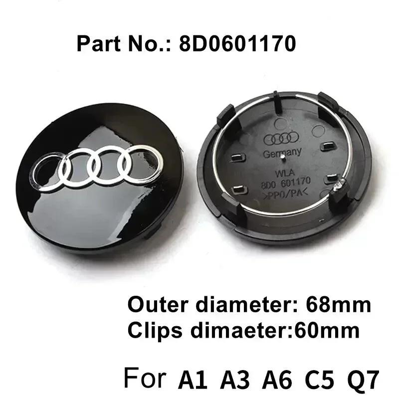 For Audi B5 Hub Caps Hot For Audi 4pcs 60/ 61/68/69mm Audi wheel hub center cover wheel badge is suitable for Audi TT RS A3A4A5A7A8S5 S6