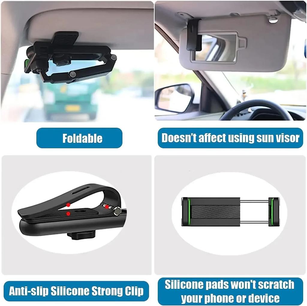 360° Rotating Sun Visor Car Phone Holder Mount GPS Cell Mobile Car Clip Bracket Stand Support In Car for IPhone Samsung Xiaomi