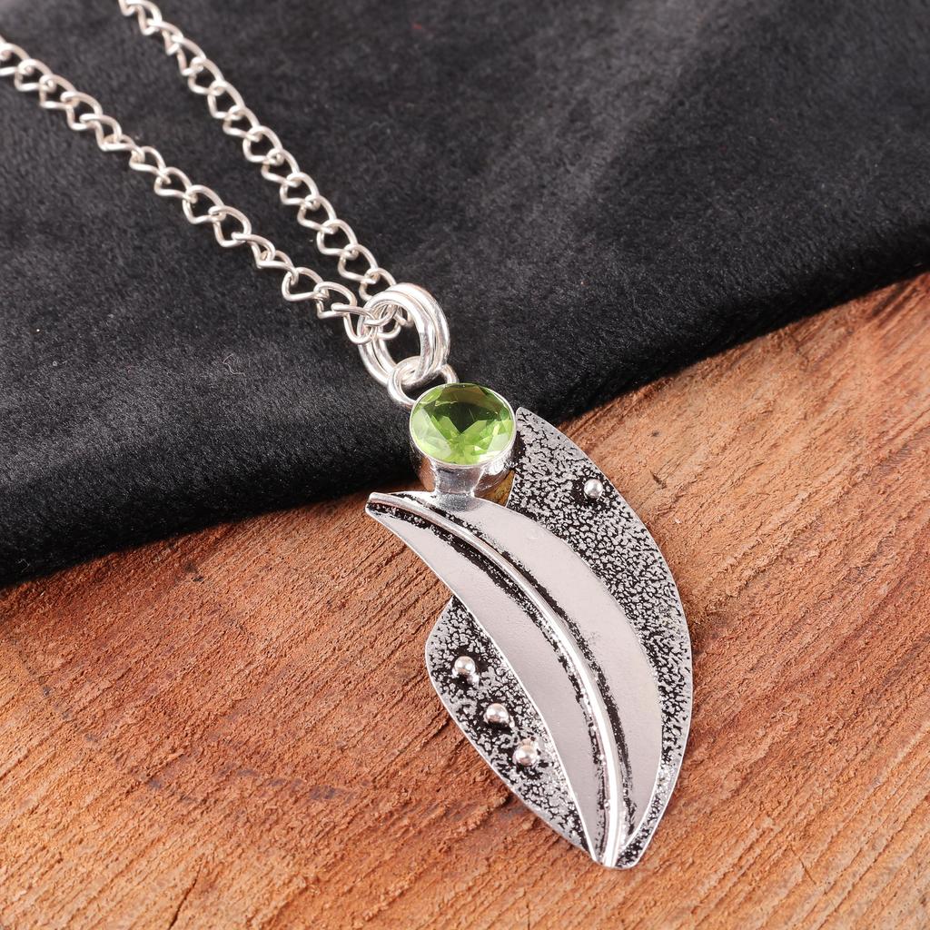 Peridot Jewelry, 925 Solid Sterling Silver Pendant, Handmade Gemstone Jewelry Pendant For Thanksgiving Gift
