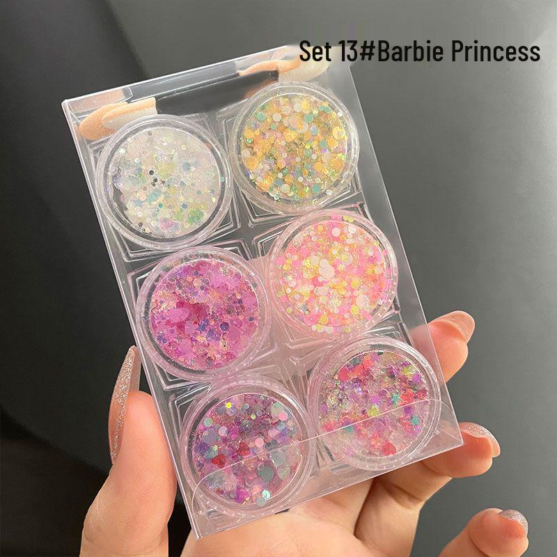 

Набор теней для век с глиттером: Набор из 6 штук сценического макияжа «Взрывной блеск» и «Дробленый бриллиант»