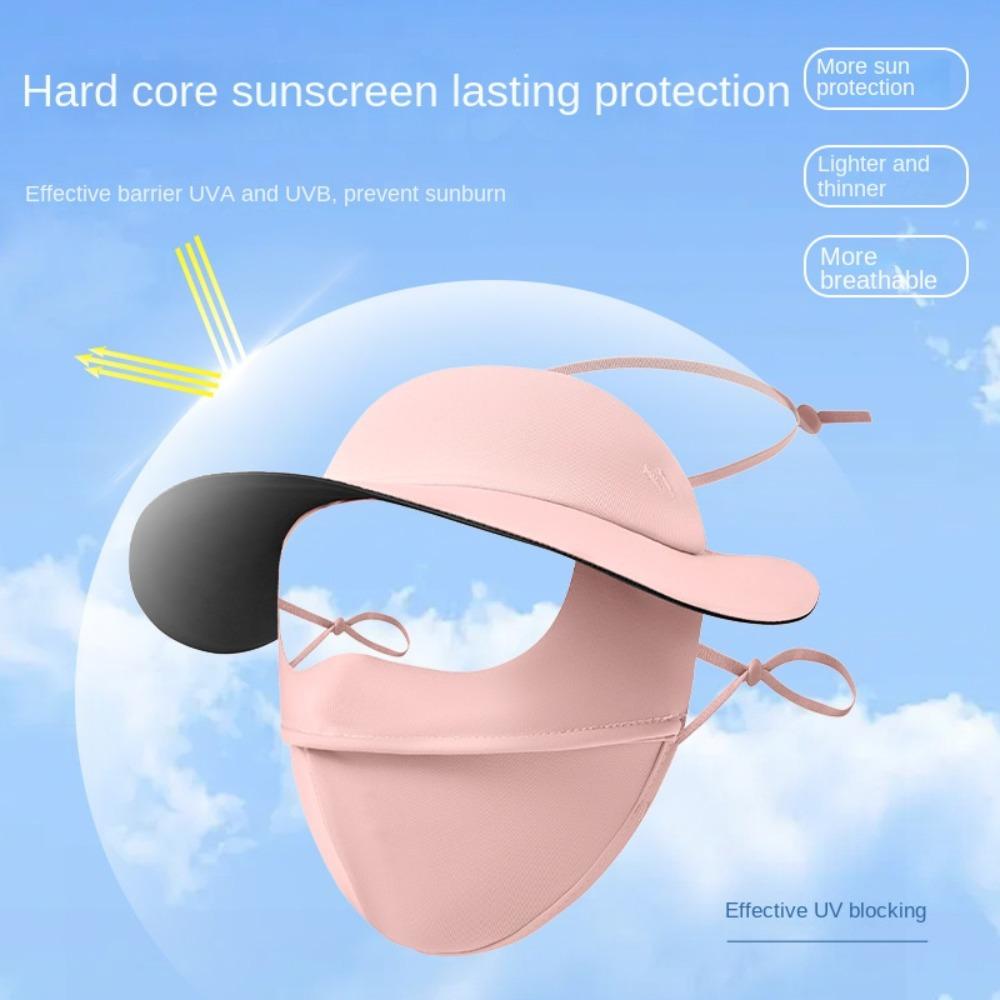 Ear Loop Sunscreen Mask with Hat-Brim Women's Protective Face Towel Fashion Face Cover  Summer