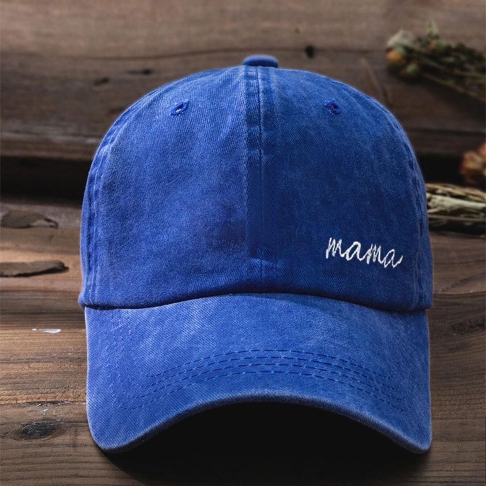 Fashion Mama Embroidery Baseball Caps Casual Washed Cotton Duck Tongue Hat Sun Cap Women