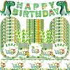 Cartoon Dinosaur Birthday Disposable Tableware Paper Plates Cups Napkin Tablecloth Dinosaur Roar Theme Birthday Party Decoration