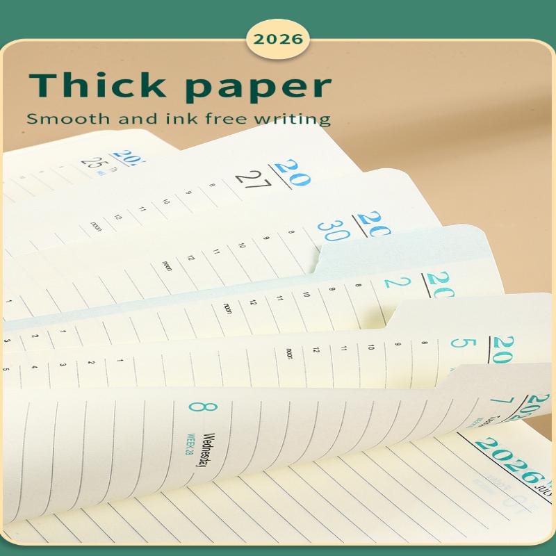 High-Quality 2026 Planner Notebook Daily Weekly Monthly Calendar Planner A5 Size With Faux Leather Cover For Business Student