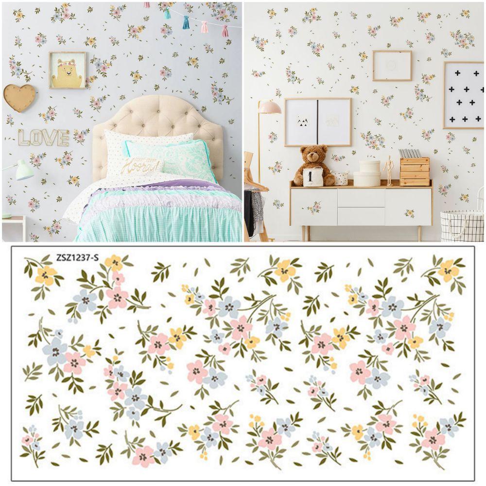 INS Boho Flowers Wall Stickers DIY Accessories Colorful Decorative Decals Watercolor Eco-friendly Wall Art Nursery Kindergarden