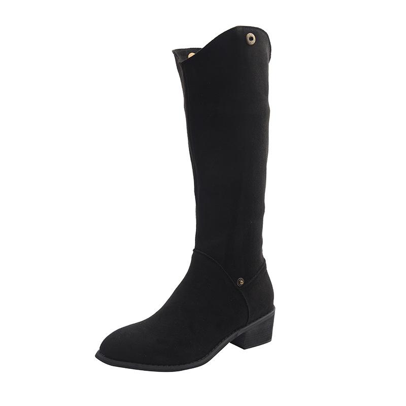 Cow velvet two-wear stacking boots women's new outdoor western cowboy boots V-port long knight boots in autumn and winter 2025