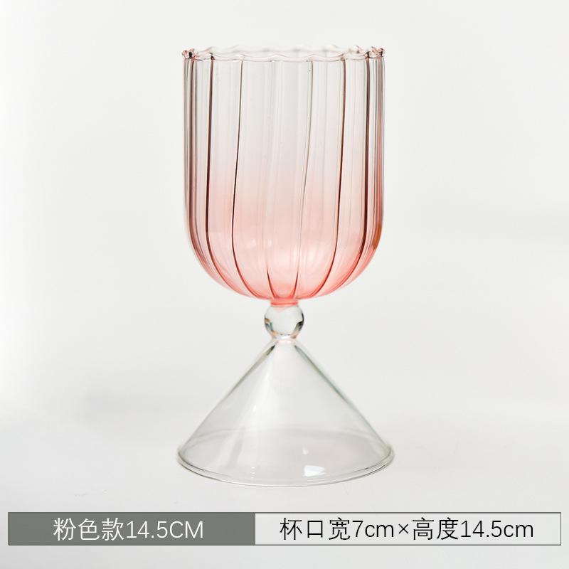 Creative Striped Ice Cream Cup Gradient Dessert Glass High Foot Pudding Parfait Cup  500ml