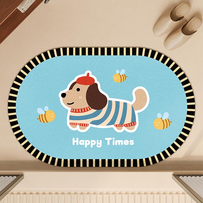 Cartoon Dog Bathroom Floor Mat, Special Diatom Mud For Bathroom, Water-Absorbing Non-Slip Foot Pad, Dirt-Resistant And Quick-Drying Ground At The