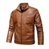 Men's Stand-Up Collar Business Casual Leather Jacket PU Men's Motorcycle Leather Jacket Men's American