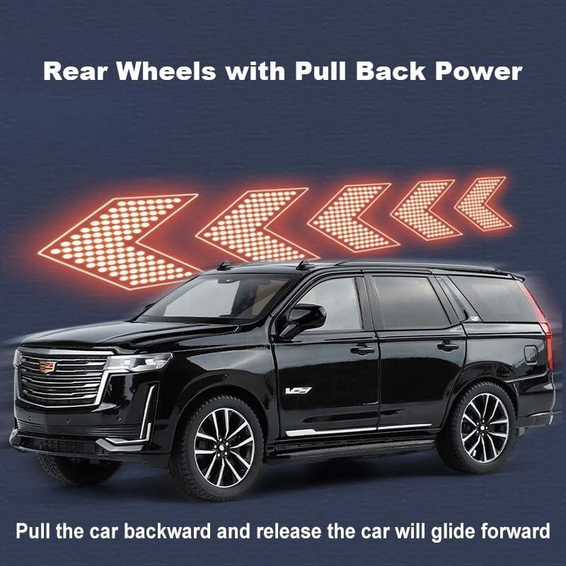 Model Samochodu Cadillac Escalade w Skali 1/24, Odlewany z Metalowego Stopu, Kolekcjonerski Model dla Escalade z Dźwiękiem, Światłem i Napędem Pull Back, Zabawki, Prezenty